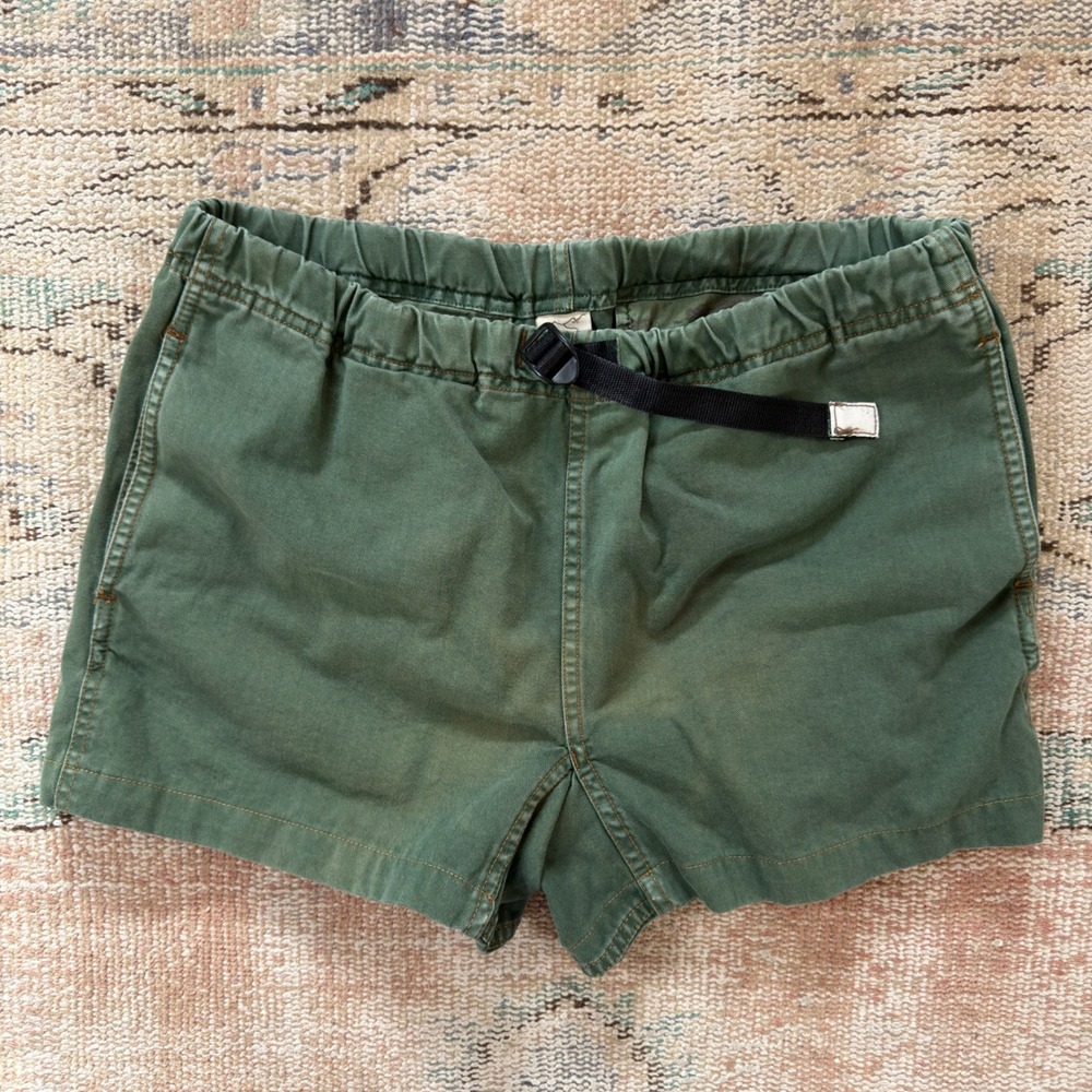 Gramicci G-Shorts Mens M Olive Green Cotton Twill Hiking Climbing Belted Shorts